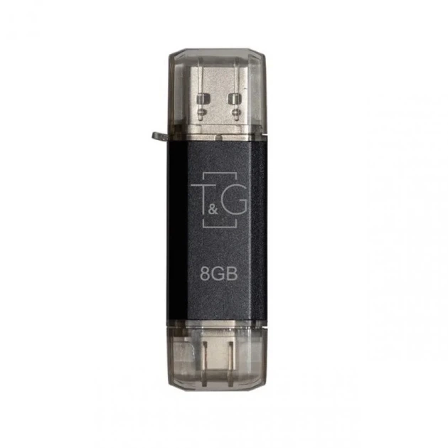 Флешка T&G Star 009 Type-C 8 ГБ USB 2.0, металевий корпус з кришкою, чорна - Фото 1 Флешка T&G Star 009 Type-C 8 ГБ USB 2.0, металевий корпус з кришкою, чорна - зображення 1