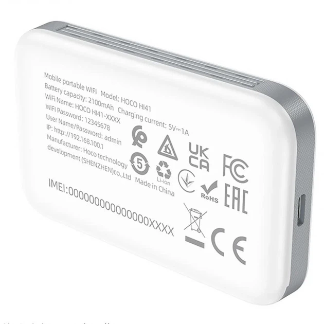 Портативный Wi-Fi роутер-модем Hoco HI41 150 Мбит/с, Micro SIM, 2100 мА·ч, White - изображение 5