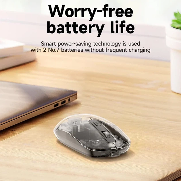 Мышь беспроводная Hoco GM29 Mysterios Bluetooth и 2.4G, 1600 dpi, 4 кнопки, черная - изображение 5