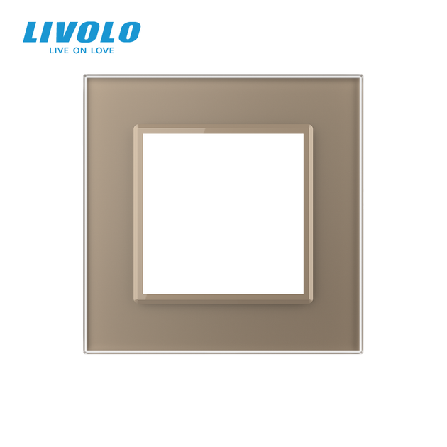 Рамка 1-постовая LIVOLO, закалённое стекло, золотая матовая, 80×80 мм (VL-P7E-2AS06) - изображение 3