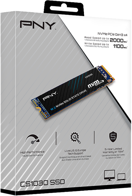 SSD диск PNY CS1030 512GB  M.2 NVMe PCIe 3.0 x4 3D NAND (TLC) (M280CS1030-512-BLK) - зображення 2