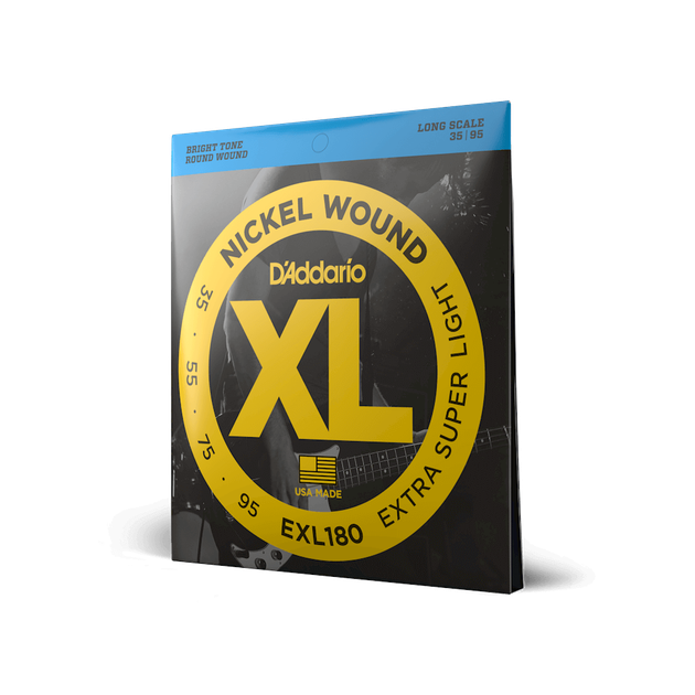 Струны для бас-гитары D'Addario EXL180 XL NICKEL WOUND BASS EXTRA SUPER LIGHT (35-95) (4 шт.) - Фото 2 Струны для бас-гитары D'Addario EXL180 XL NICKEL WOUND BASS EXTRA SUPER LIGHT (35-95) (4 шт.) - изображение 2