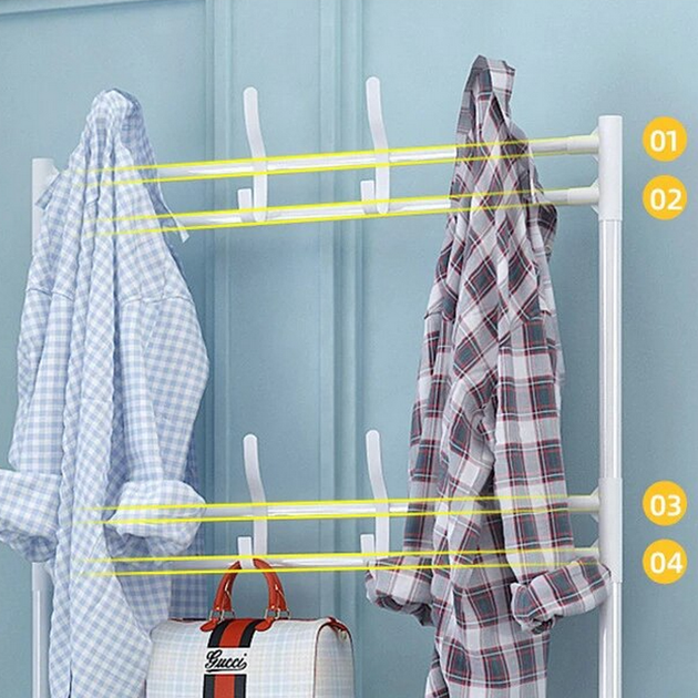 Вешалка для одежды (154х60х29,5см) New simple floor clothes rack, Белая - Фото 3 Вешалка для одежды (154х60х29,5см) New simple floor clothes rack, Белая - изображение 3