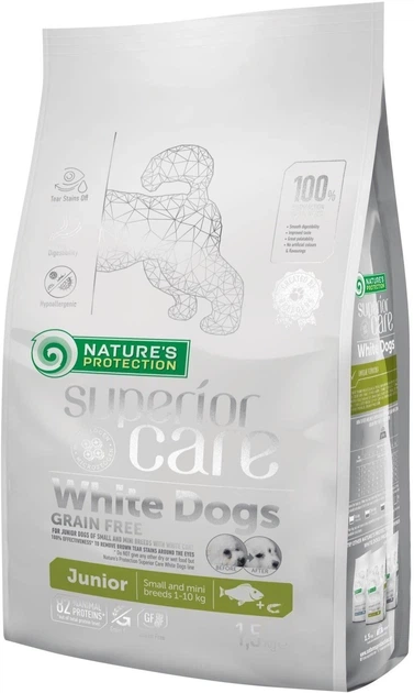 Сухий беззерновий корм для цуценят Nature's Protection Superior Care White Dogs Grain Free Junior Small and Mini Breeds 1.5 кг - Фото 1 Сухий беззерновий корм для цуценят Nature's Protection Superior Care White Dogs Grain Free Junior Small and Mini Breeds 1.5 кг - зображення 1