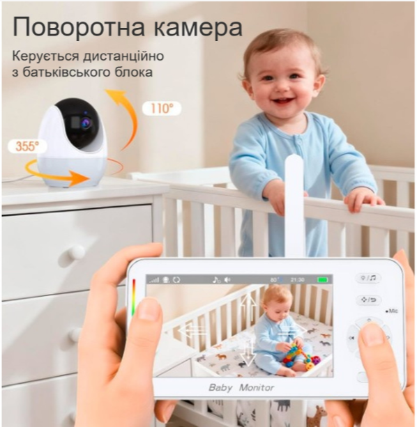 Відеоняня Wi-Fi ABM206 з нічником та підключенням до телефону, поворотна камера, режим VOX, двосторонній зв’язок - Фото 5 Відеоняня Wi-Fi ABM206 з нічником та підключенням до телефону, поворотна камера, режим VOX, двосторонній зв’язок - зображення 5