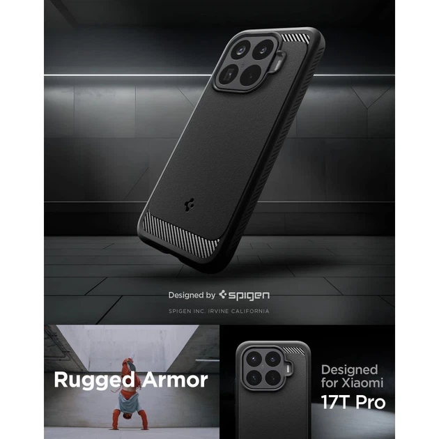 Чехол Spigen Rugged Armor для Xiaomi 17T Pro Black (ACS11869) - Фото 6 Чехол Spigen Rugged Armor для Xiaomi 17T Pro Black (ACS11869) - изображение 6