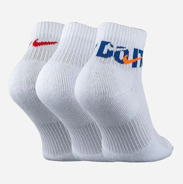 Набор мужских носков коротких хлопковых Nike U Nk Everyday Plus Cush Ankle DH3827-902 38-42 3 пары Белый/Разноцветный (195244784080) - изображение 2