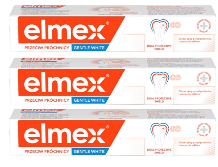 Zestaw past do zębów Elmex Caries Protection Whitening z fluorem 3 x 75 ml (8590232000272) - Zdjęcie 1 Zestaw past do zębów Elmex Caries Protection Whitening z fluorem 3 x 75 ml (8590232000272) - obraz 1