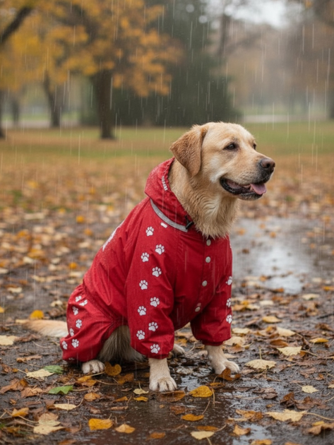 Дощовик для великих порід собак 5XL 61-62cm Самоід Хаскі Лайка Dog's Happiness Червоний Хлопчик 0111-01/20 - изображение 4