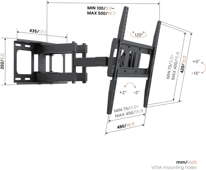 Настінний кронштейн для LED/LCD/OLED Vogel's UP4053, чорний - изображение 3