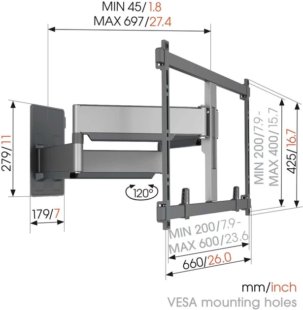 Настінний кронштейн для LED/LCD/OLED Vogel's TVM 5855, чорний - изображение 3