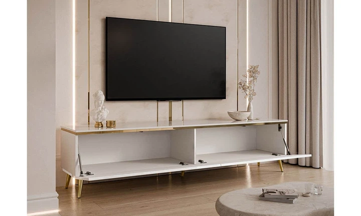 Тумба под ТВ Моника Welovemebel белая 1800x400x495 мм на 2 ящика - Фото 3 Тумба под ТВ Моника Welovemebel белая 1800x400x495 мм на 2 ящика - изображение 3