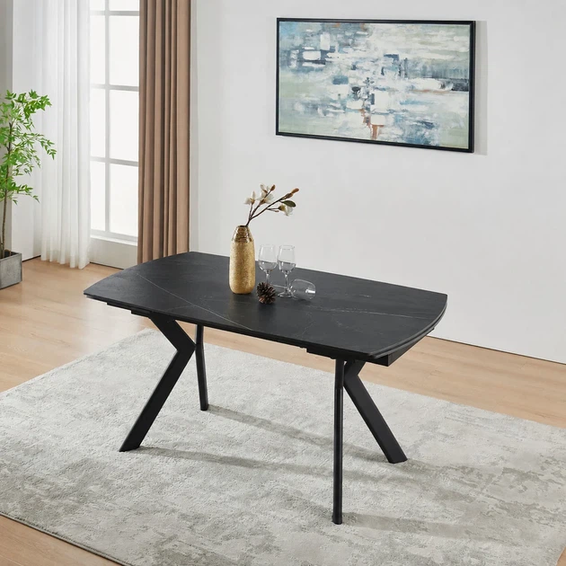 Стол раскладной NOREEN CERAMIC 140(200)х80 керамика 12 мм, чёрный - изображение 7