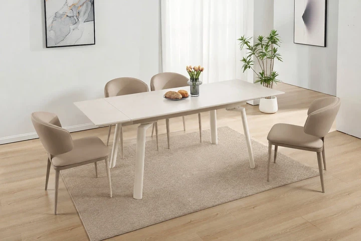 Стол раскладной ProDobro BELFORD CERAMIC 140(200)х80 см, керамика/металл, белый-кашемир - Фото 4 Стол раскладной ProDobro BELFORD CERAMIC 140(200)х80 см, керамика/металл, белый-кашемир - изображение 4
