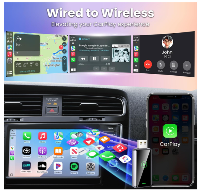 Адаптер S1 Wireless CarPlay для iPhone, переходник с проводного на беспроводной Apple CarPlay, Plug & Play, USB и Type-C - изображение 8