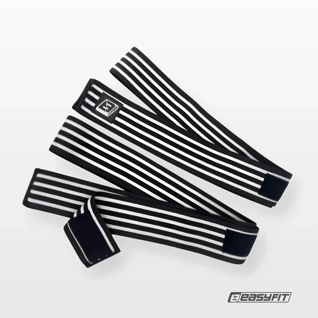 Бинти для присідань EasyFit EF-0065-GY еластичні 200 см фіксатор колінного суглоба чорно-білі - Фото 2 Бинти для присідань EasyFit EF-0065-GY еластичні 200 см фіксатор колінного суглоба чорно-білі - зображення 2