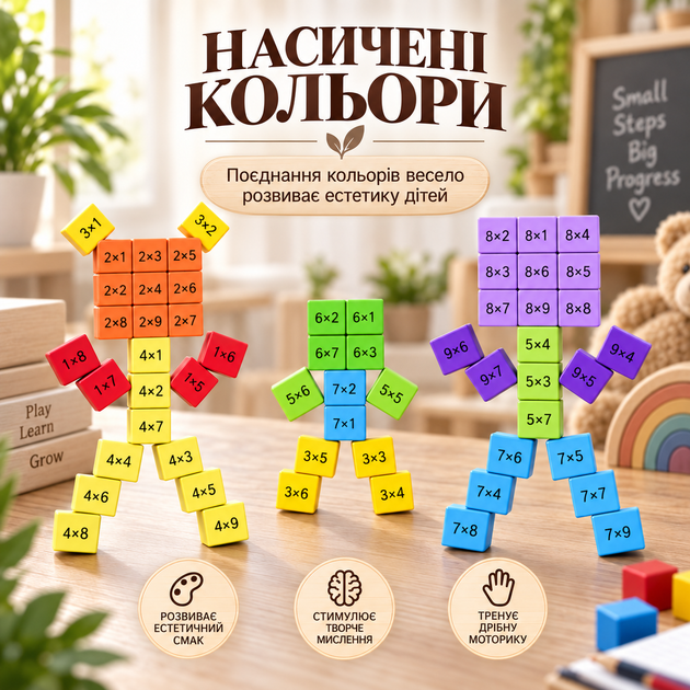 Таблиця множення дерев'яна Монтессорі інтерактивна дошка для вивчення таблиці множення 1–9 математична гра з кольоровими кубиками навчальна розвиваюча іграшка для дітей школярів арифметика математика рахунок навчання початкова школа дидактичний набір - Фото 4 Таблиця множення дерев'яна Монтессорі інтерактивна дошка для вивчення таблиці множення 1–9 математична гра з кольоровими кубиками навчальна розвиваюча іграшка для дітей школярів арифметика математика рахунок навчання початкова школа дидактичний набір - зображення 4