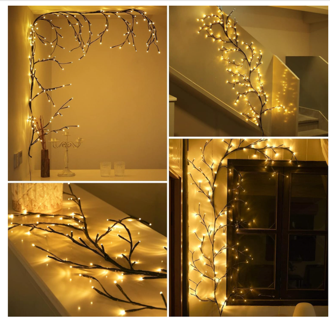 Гирлянда Ciskotu Willow Vine 144 LED с вилкой, светодиодная гирлянда-лоза в виде дерева, декоративная подсветка для комнаты - Фото 5 Гирлянда Ciskotu Willow Vine 144 LED с вилкой, светодиодная гирлянда-лоза в виде дерева, декоративная подсветка для комнаты - изображение 5