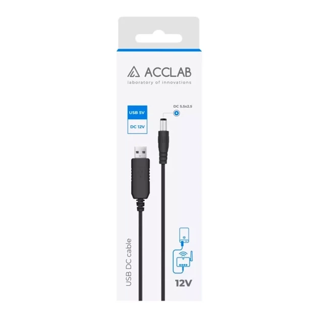 Кабель живлення ACCLAB USB-DC 12v 1A Чорний USB-A - DC 12 Вт 1 м (16541) - зображення 2