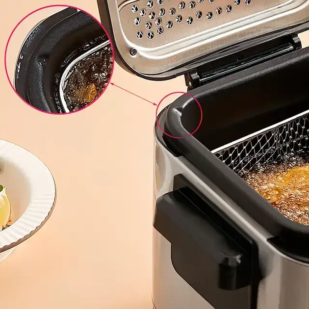 Фритюрница для дома на 1,5л Crownberg CB 5542, 1200 Вт для картошки фри, нагетсов - Фото 3 Фритюрница для дома на 1,5л Crownberg CB 5542, 1200 Вт для картошки фри, нагетсов - изображение 3