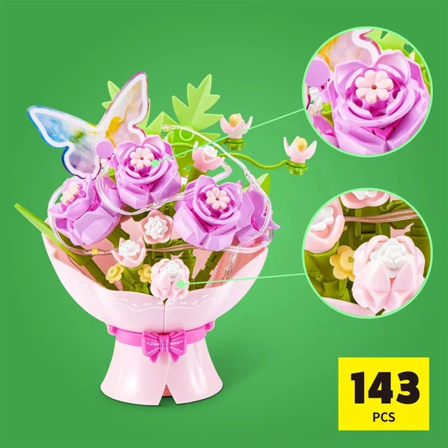 Конструктор в капсулі Max серії Bouquets S1 – Букет троянд (світло) - Фото 2 Конструктор в капсулі Max серії Bouquets S1 – Букет троянд (світло) - изображение 2