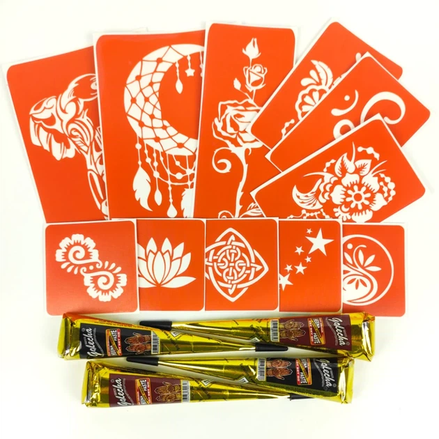 Набор хны с трафаретами для био-тату Fresh Tattoo henna-set-05 №5 - изображение 3