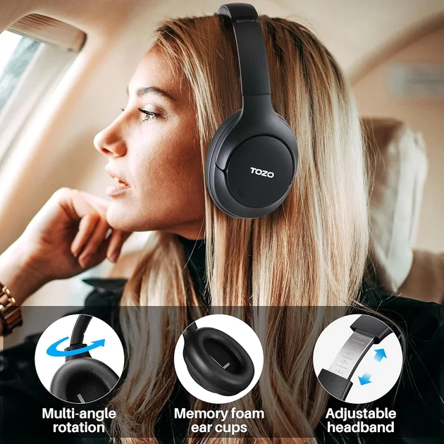 Наушники TOZO HT2 беспроводные Bluetooth, ANC/ENC, Hi-Res Audio, 40 мм, до 60 часов работы, черные - изображение 3