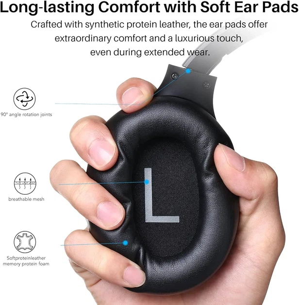 Наушники TOZO HT2 беспроводные Bluetooth, ANC/ENC, Hi-Res Audio, 40 мм, до 60 часов работы, черные - изображение 8
