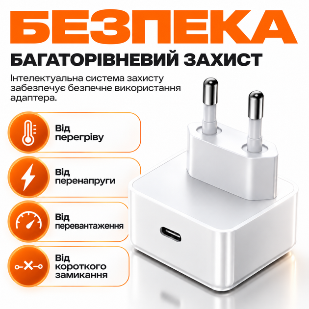 Быстрая зарядка 60W для iPhone iPad MacBook Samsung сетевое зарядное устройство Type-C PD Power Adapter PD 3.0 блок питания для ноутбука и смартфона адаптер для телефона 60 Ватт White Pavlysh CH-60 - изображение 3