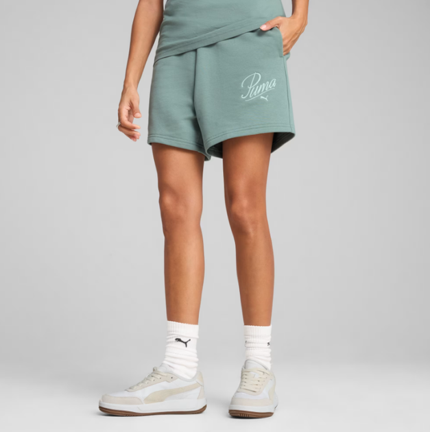 Шорти жіночі PUMA ESS SCRIPT 5" High-Waist Shorts Women 68498430 xs, зелений - Фото 1 Шорти жіночі PUMA ESS SCRIPT 5" High-Waist Shorts Women 68498430 xs, зелений - изображение 1