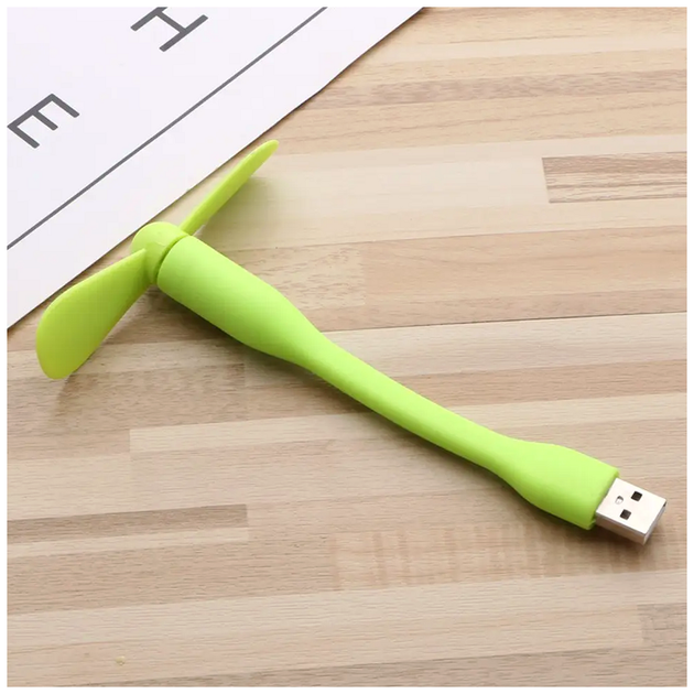 Міні USB вентилятор осьовий гнучкий салатовий для ноутбуків і повербанків із безпечними лопатями SQ-28549 - зображення 10