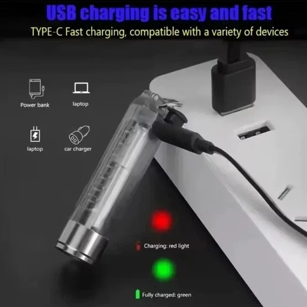 Ліхтар акумуляторний наключний Mini FY11 Type-C 260 mAh з ультрафіолетом та магнітом, прозорий - зображення 3