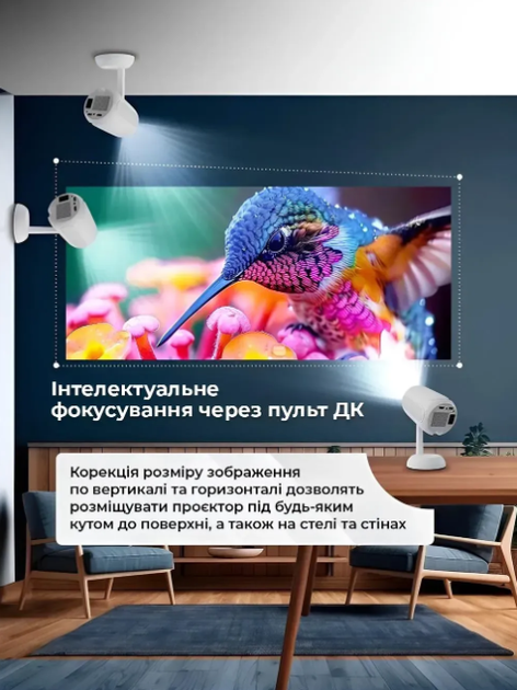 Портативный смарт-проектор для домашнего кинотеатра TS-6 Мультимедийный проектор Android 11 Wi-Fi Bluetooth с поддержкой 4K - изображение 6