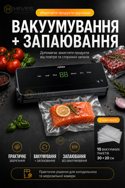 Вакууматор для продуктов 120 Вт, вакуумный упаковщик с LED-дисплеем и ножом для сухих и влажных продуктов 30 см - изображение 5