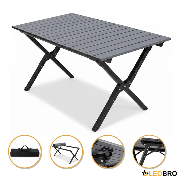 Раскладной туристический стол 88х59х41 см LEOBRO Camp Black L (LB-1068) каркас из стали с порошковым покрытием, черный - Фото 1 Раскладной туристический стол 88х59х41 см LEOBRO Camp Black L (LB-1068) каркас из стали с порошковым покрытием, черный - изображение 1