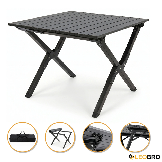Раскладной туристический стол 59х59х38 см LEOBRO Camp Black M (LB-1066) каркас из стали с порошковым покрытием, черный - Фото 1 Раскладной туристический стол 59х59х38 см LEOBRO Camp Black M (LB-1066) каркас из стали с порошковым покрытием, черный - изображение 1