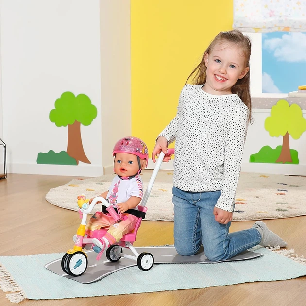 Триколісний велосипед для ляльки Baby Born Пригоди з Бертою, ремінь безпеки і сигнал - Фото 6 Триколісний велосипед для ляльки Baby Born Пригоди з Бертою, ремінь безпеки і сигнал - зображення 6