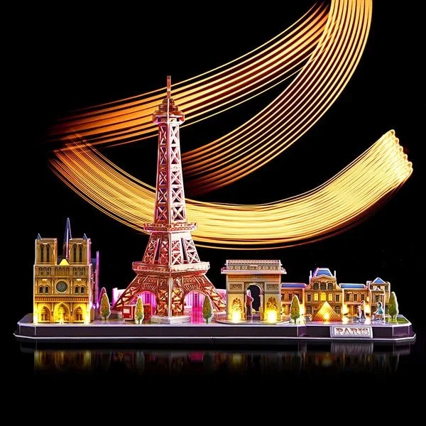 3D пазл CubicFun City Line Париж L525h с LED-подсветкой, 115 деталей - изображение 4