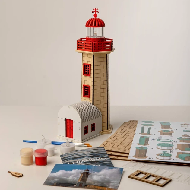 Збірна дерев'яна модель Lighthouse Маяк Фелгейраш Порту Португалія - зображення 13