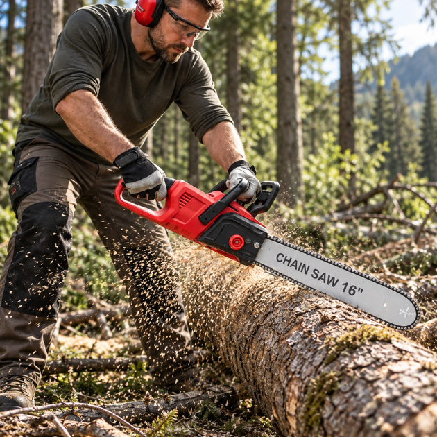Акумуляторна ланцюгова пила Chain Saw 16″ 36V 40 см 6.0 Ah з 2 АКБ Безключове натягування Автоматичне змащення Електропила для дров саду - изображение 5