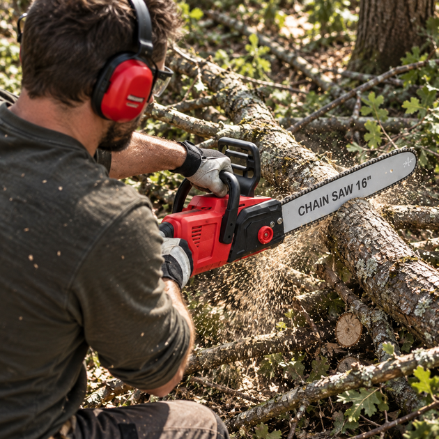 Акумуляторна ланцюгова пила Chain Saw 16″ 36V 40 см 6.0 Ah з 2 АКБ Безключове натягування Автоматичне змащення Електропила для дров саду - изображение 8