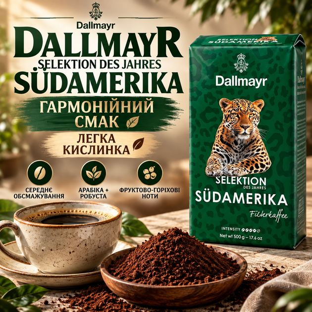 Кофе молотый 515 г Dallmayr Selektion des Jahres Südamerika арабика робуста средней обжарки натуральный купаж фруктово ореховый вкус ароматный кофейный напиток лимитированная серия вакуумная упаковка - Фото 1 Кофе молотый 515 г Dallmayr Selektion des Jahres Südamerika арабика робуста средней обжарки натуральный купаж фруктово ореховый вкус ароматный кофейный напиток лимитированная серия вакуумная упаковка - изображение 1