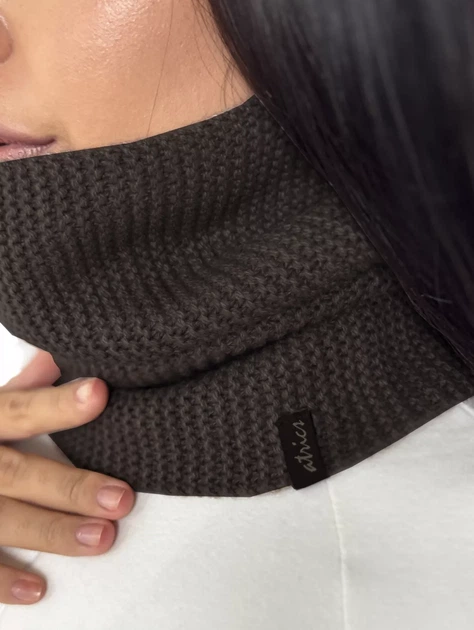 Жіночий теплий в'язаний снуд баф Classic Knit INNOE 950642-1 Шоколадний - изображение 3