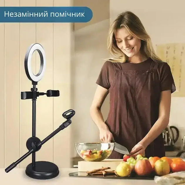 Лампа кольцевая LED для стримов с креплением для 2 микрофонов и штативом (731945) - изображение 11