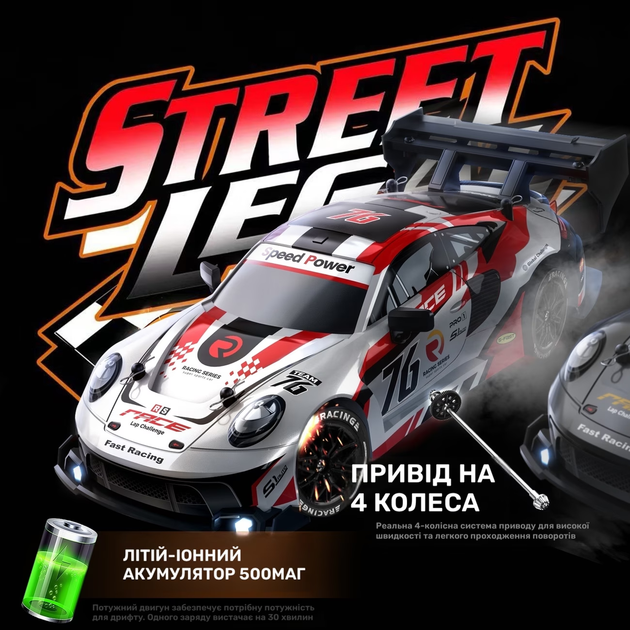 Радіокерований дрифт-кар 2.4 ГГц Повнопривідна, швидкісна RC-машинка з крутими LED-світлодіодами (Масштаб 1:24) - изображение 3