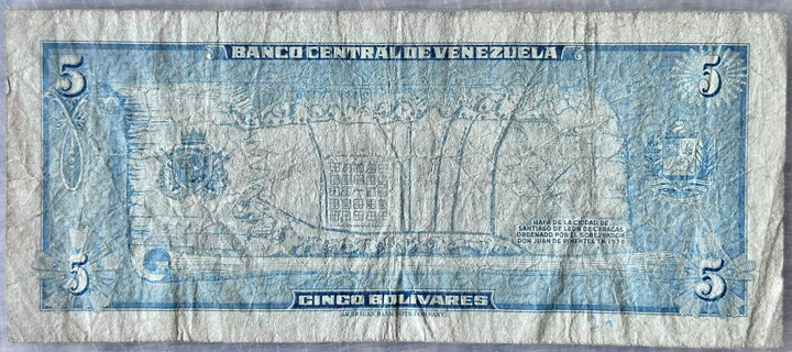 5 Болівар Bolívares 1966-1981 рік Банкнота Венесуела Південна Америка P-49 - Фото 2 5 Болівар Bolívares 1966-1981 рік Банкнота Венесуела Південна Америка P-49 - изображение 2