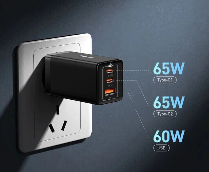 Сетевое зарядное устройство для Baseus GaN5 Pro Fast Charger 65W черный (CCGP120201) - Фото 8 Сетевое зарядное устройство для Baseus GaN5 Pro Fast Charger 65W черный (CCGP120201) - изображение 8