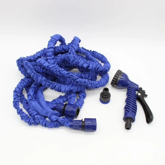 Шланг для поливу V-HOSE 618 садовий розтяжний 22,5 м з розпилювачем 7 режимів синій для саду городу та миття авто без заломів та перекручувань - зображення 10