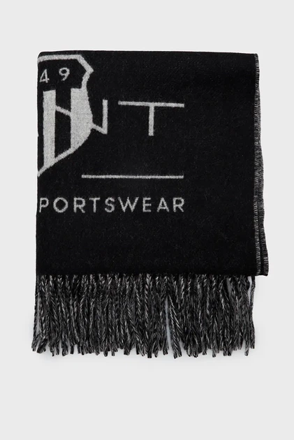 Чоловічий чорний вовняний шарф TONAL ARCHIVE WOVEN SCARF Gant OS 9920207 - изображение 2