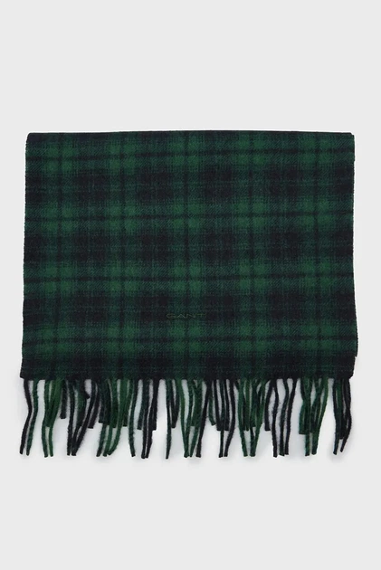 Чоловічий зелений картатий вовняний шарф CHECK WOVEN SCARF Gant OS 9920212 - Фото 2 Чоловічий зелений картатий вовняний шарф CHECK WOVEN SCARF Gant OS 9920212 - изображение 2